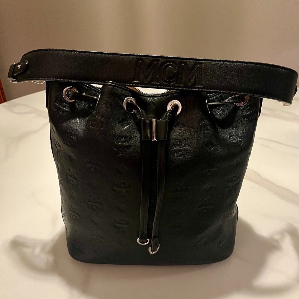 Authentic MCM Essential Monogram Leather Drawstri… - image 4